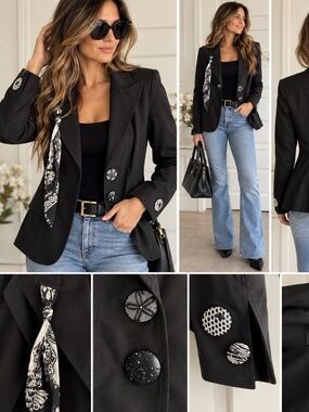 Roccobarocco Made in Italy Black Statement Blazer 🖤